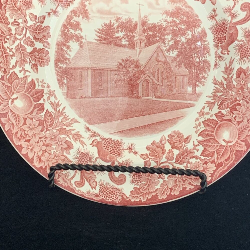 Wedgwood Pink St. Paul’s School The Old Chapel Dinner Plate 1928 10 3/8” Vintage - Picture 4 of 7